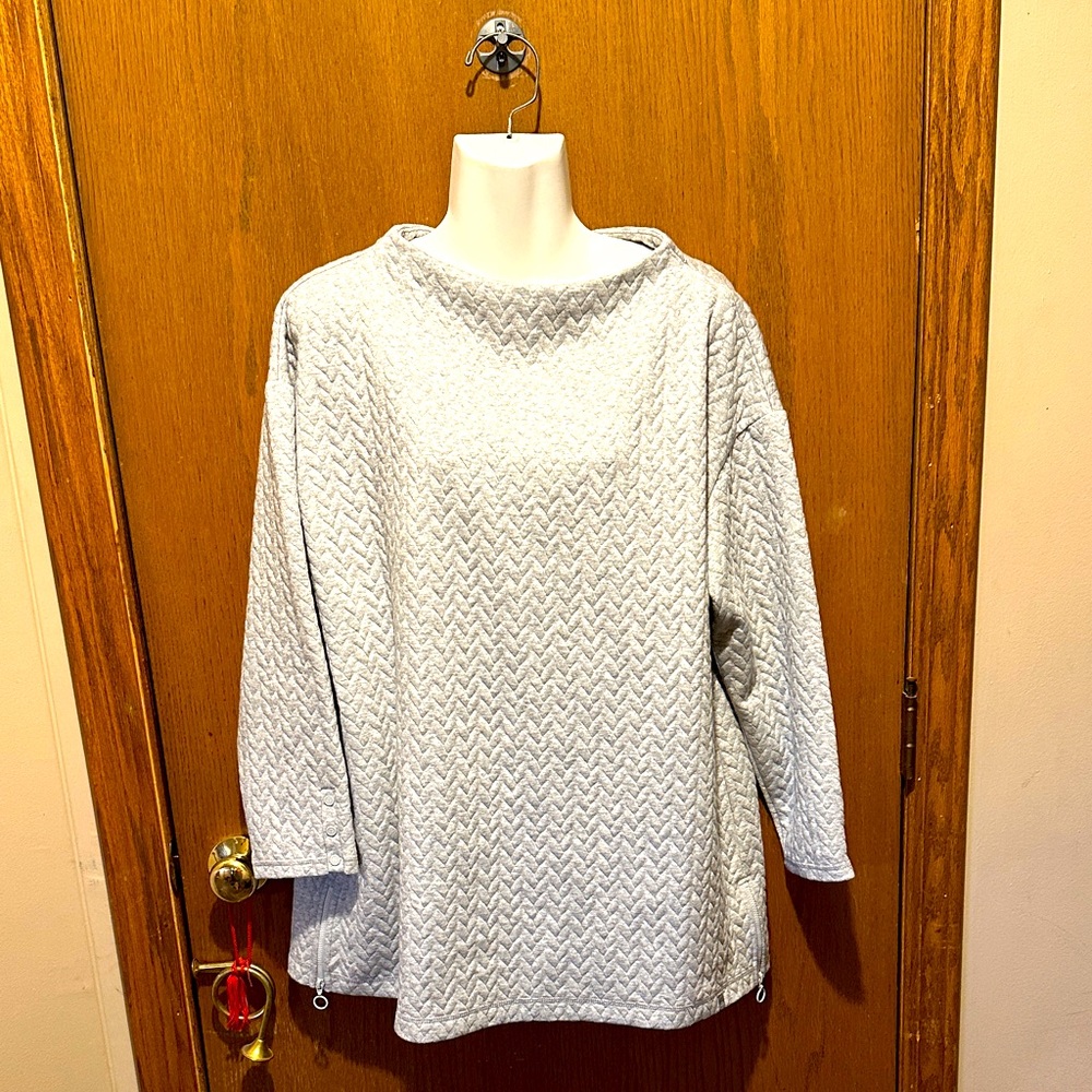Talbots Light Gray Plus Size sweater sweatshirt pullover 1x glitter sparkle NEW